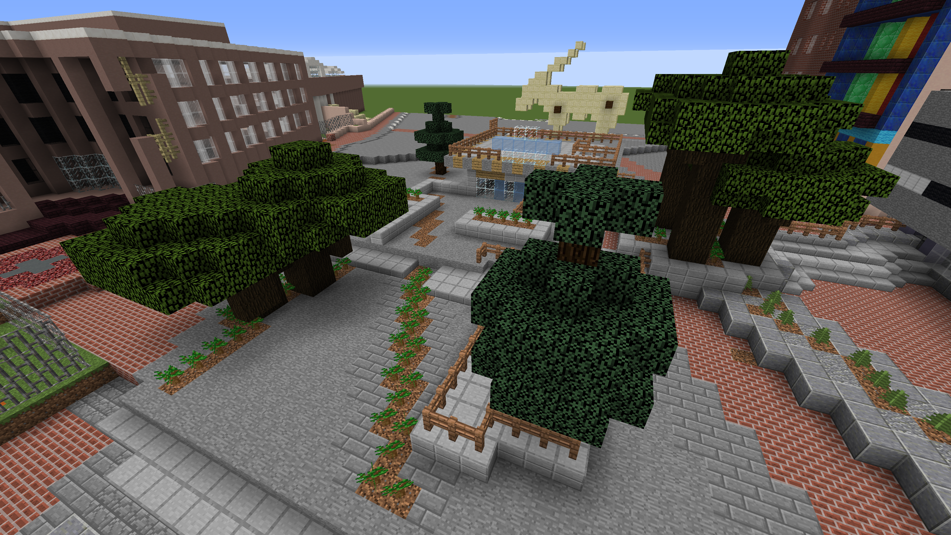 One participant’s Minecraft model shows a public space in Braamfontein with abundant vegetation. 