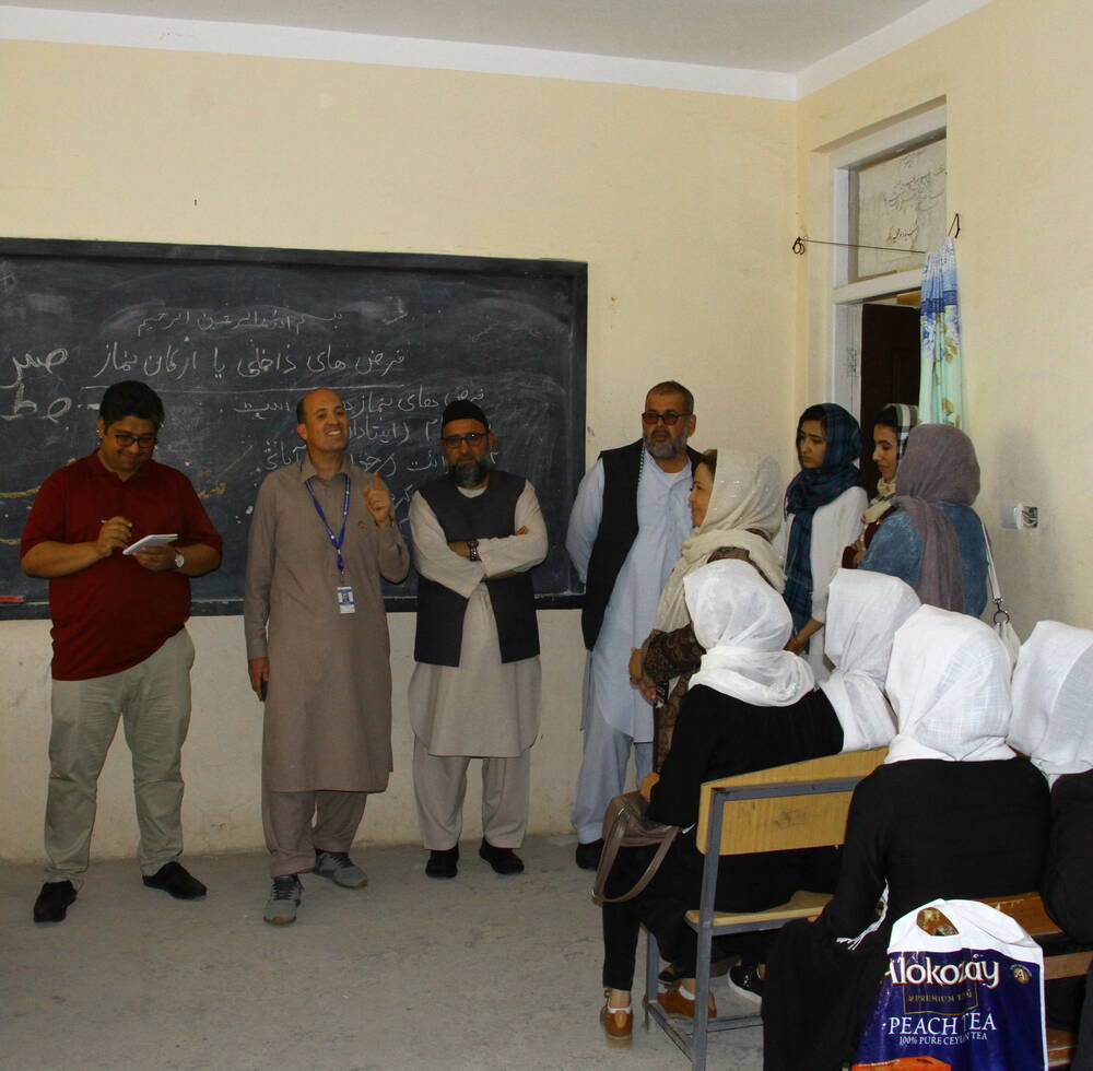 UN-Habitat advisers visiting the new hard wall school assisted by Afghanistan Urban Peace-building Programme